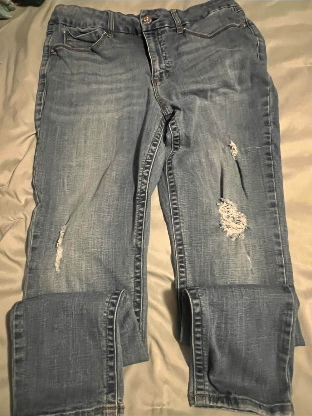 Seven7 Light Blue Distressed Skinny Jeans